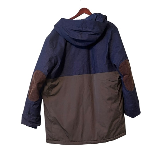 Gap Parka Jacket Mens XLarge Olive Blue Colorblock Elbow Patch Puffer Button Zip - Picture 2 of 7